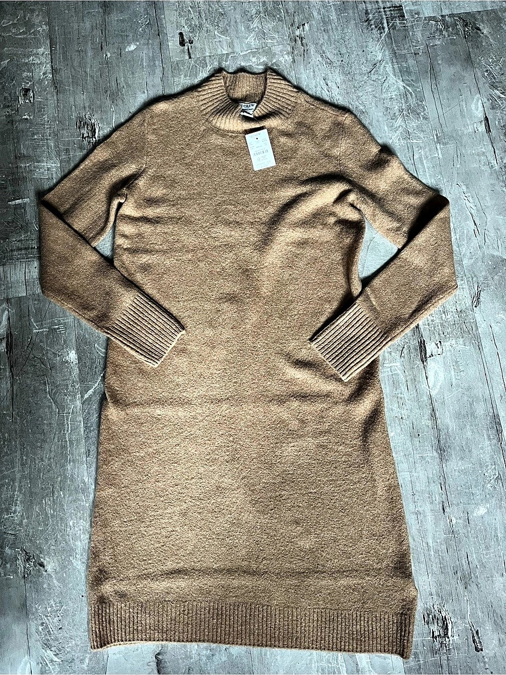 J.Crew Mockneck sweater-dress in extra-soft yarn Brown XS NWT